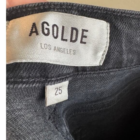 Agolde Nico Cassette Distressed Black High Rise Slim Jeans Size 25 - Picture 8 of 8
